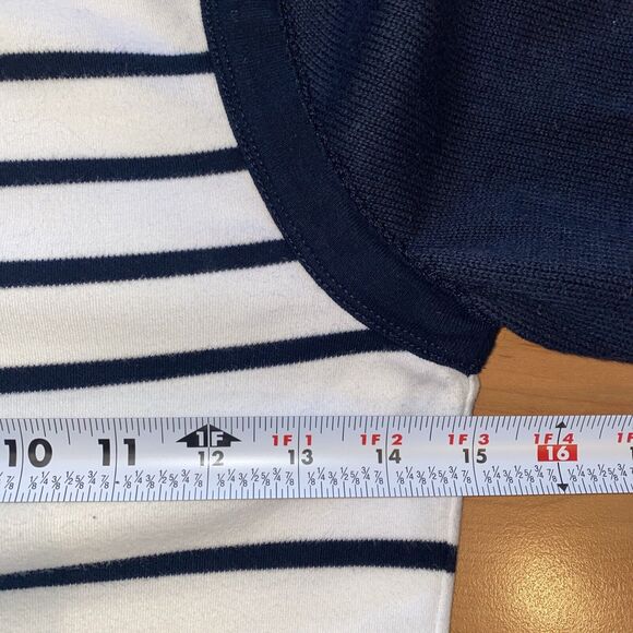 Armor Lux Size 1 Stripe Cotton Knit Crewneck Pullover Sweater Navy Blue White‎ - Picture 11 of 13